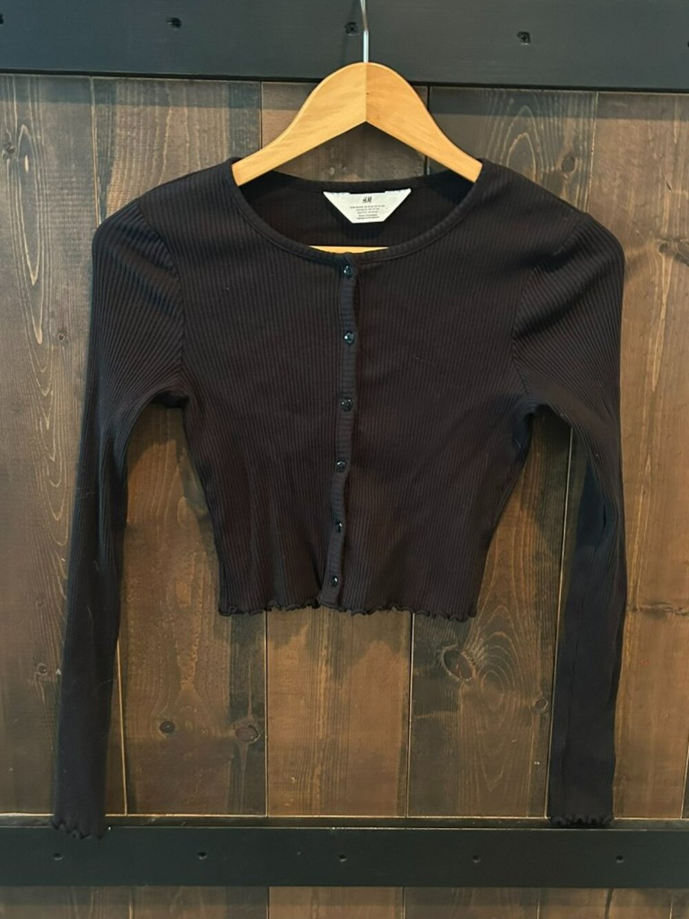 H&M Ribbed Button Down Black Cardigan Youth Size 10-12